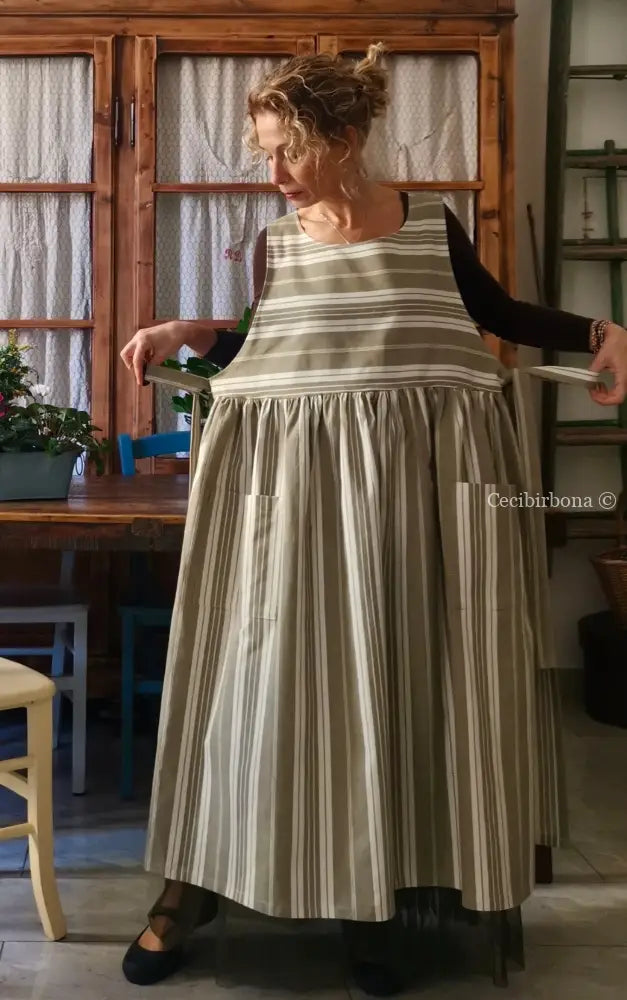 Grembiule in cotone vintage da materassi (Ref. 142) grembiule donna tessuti antichi