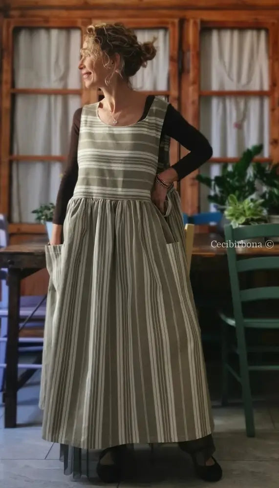 Grembiule in cotone vintage da materassi (Ref. 142) grembiule donna tessuti antichi