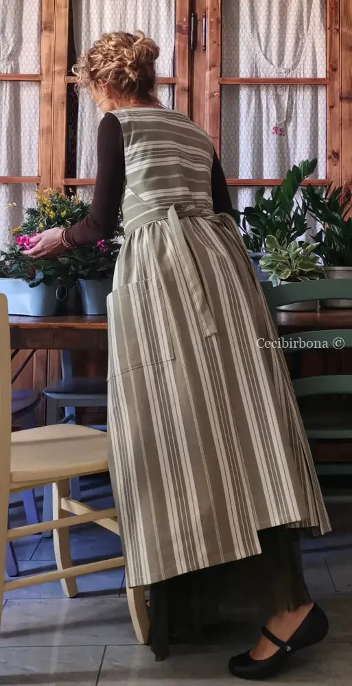 Grembiule in cotone vintage da materassi (Ref. 142) grembiule donna tessuti antichi