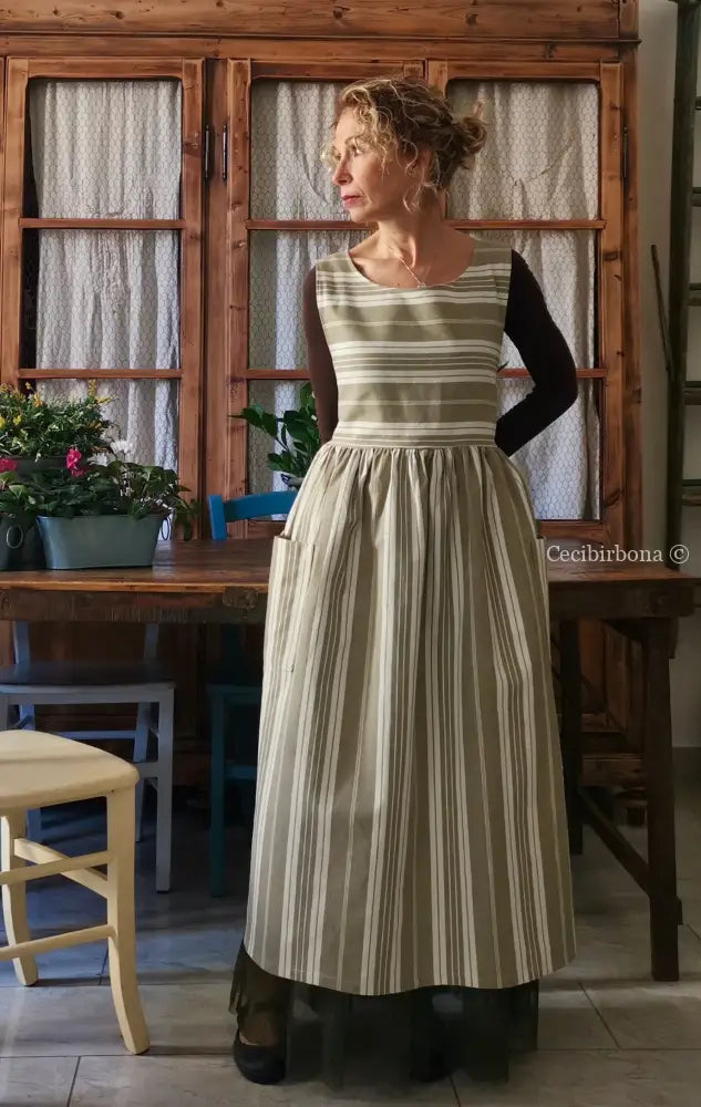 Grembiule in cotone vintage da materassi (Ref. 142) grembiule donna tessuti antichi