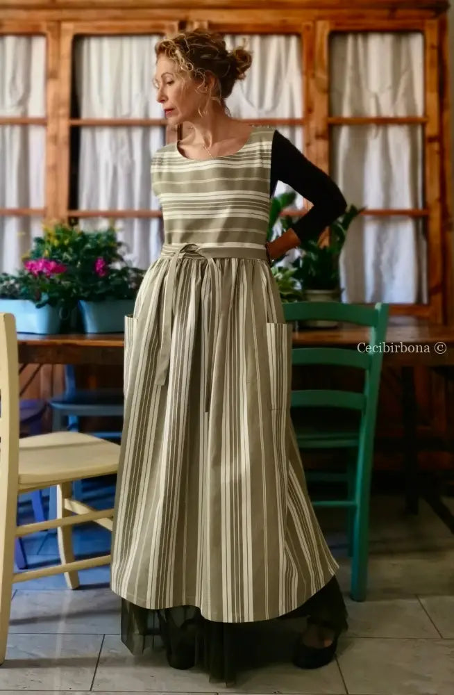 Grembiule in cotone vintage da materassi (Ref. 142) grembiule donna tessuti antichi