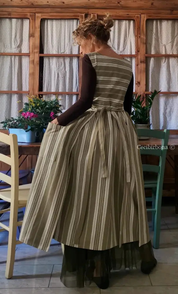 Grembiule in cotone vintage da materassi (Ref. 142) grembiule donna tessuti antichi