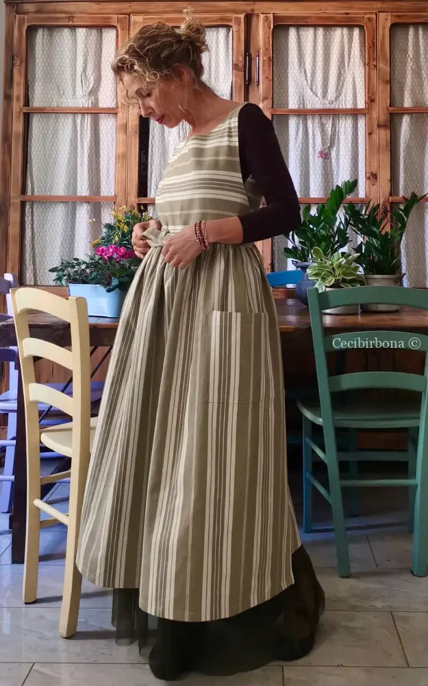 Grembiule in cotone vintage da materassi (Ref. 142) grembiule donna tessuti antichi