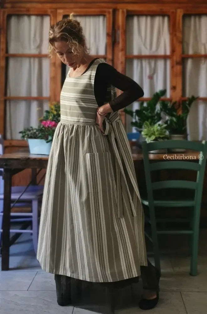 Grembiule in cotone vintage da materassi (Ref. 142) grembiule donna tessuti antichi