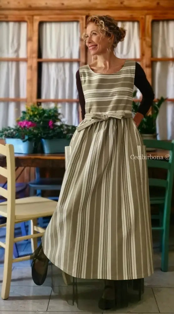 Grembiule in cotone vintage da materassi (Ref. 142) grembiule donna tessuti antichi