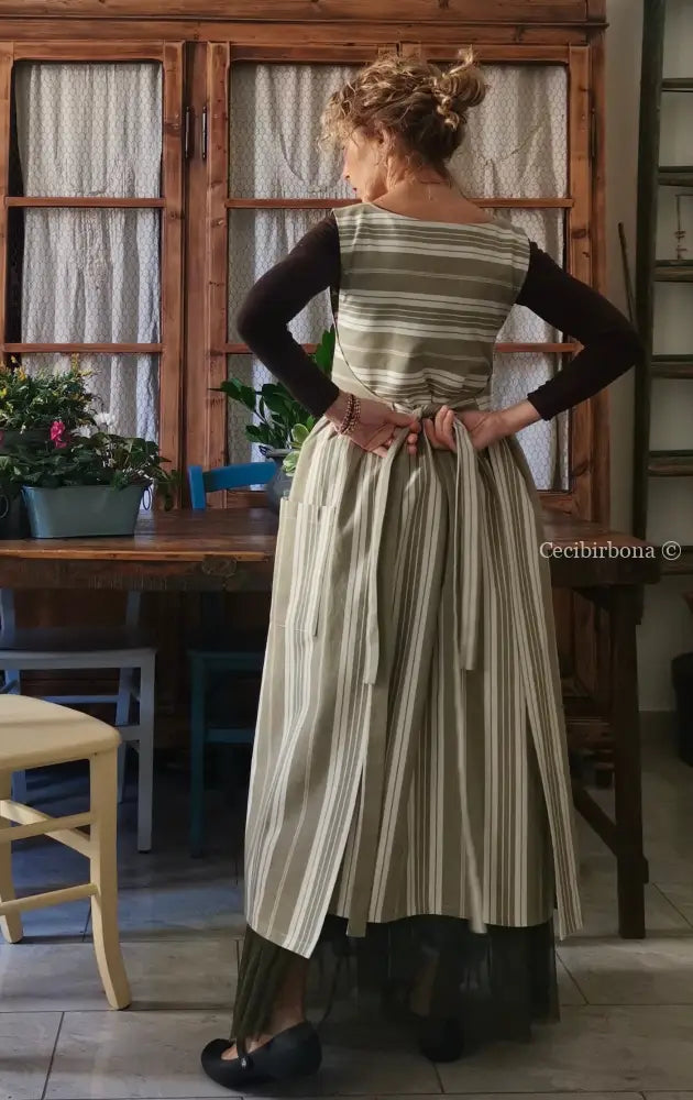 Grembiule in cotone vintage da materassi (Ref. 142) grembiule donna tessuti antichi