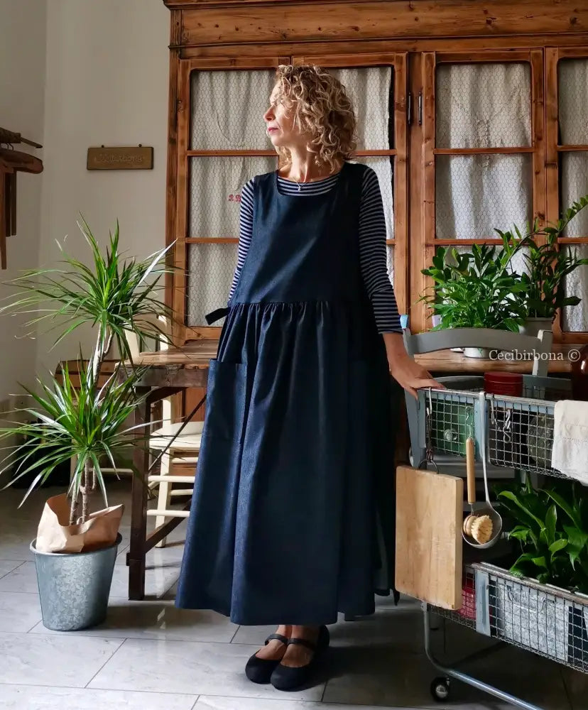 Grembiule in denim blu (Ref. 387) grembiule donna tessuti moderni