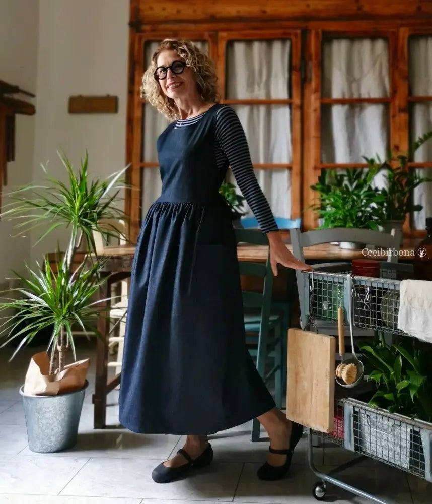 Grembiule in denim blu (Ref. 387) grembiule donna tessuti moderni