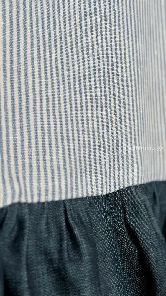 Grembiule in denim e lino a righe blu lurex (Ref. 511) - grembiule donna tessuti moderni