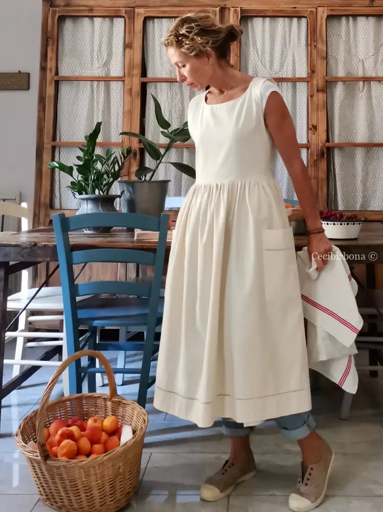 Grembiule in ghinea con sfilatura grembiule donna antico