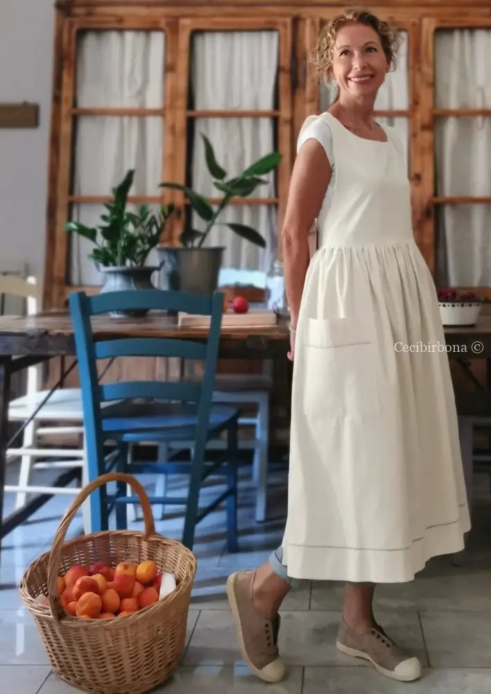 Grembiule in ghinea con sfilatura grembiule donna antico