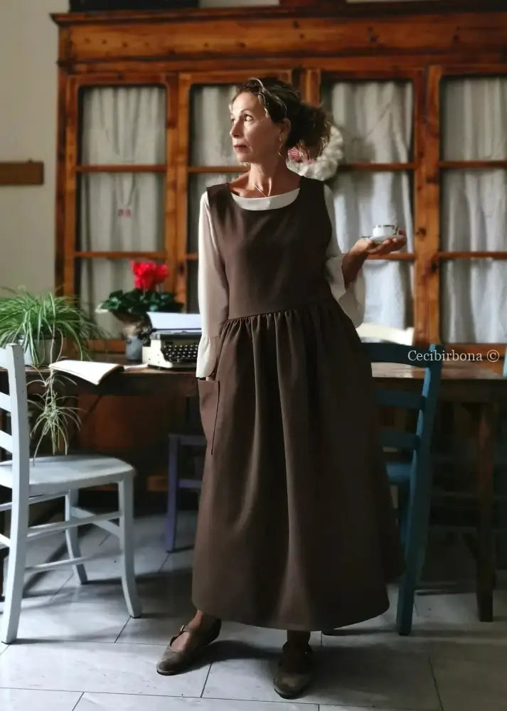 Grembiule in lana cacao (Ref. 442) grembiule donna tessuti moderni