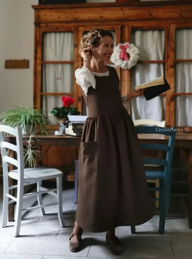 Grembiule in lana cacao (Ref. 442) grembiule donna tessuti moderni