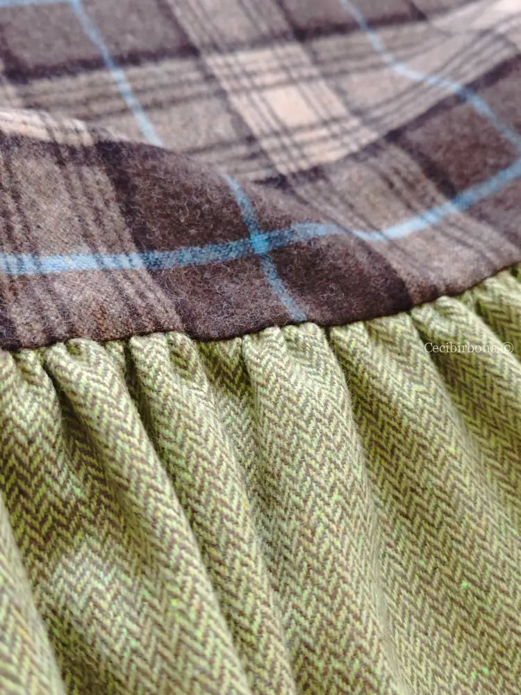 Grembiule in lana patchwork verde marrone (Ref.384) grembiule donna tessuti moderni