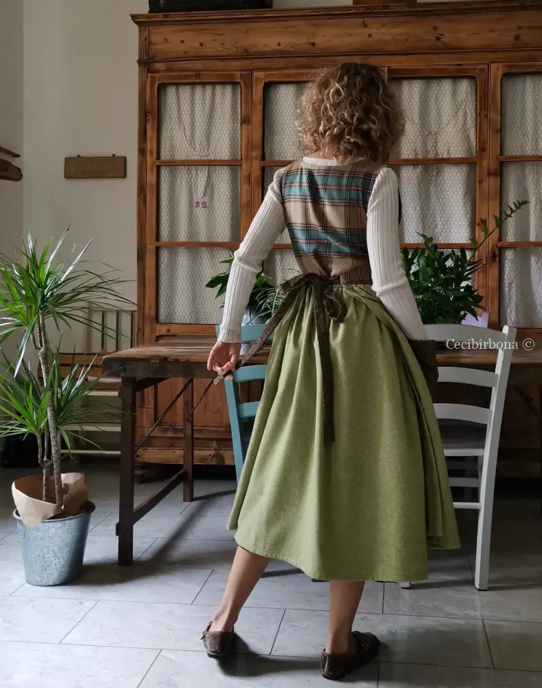 Grembiule in lana patchwork verde marrone (Ref.386) grembiule donna tessuti moderni