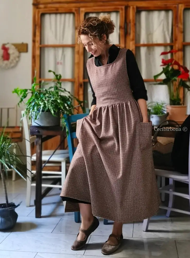Grembiule in lana pied de poule (Ref. 461) grembiule donna tessuti moderni