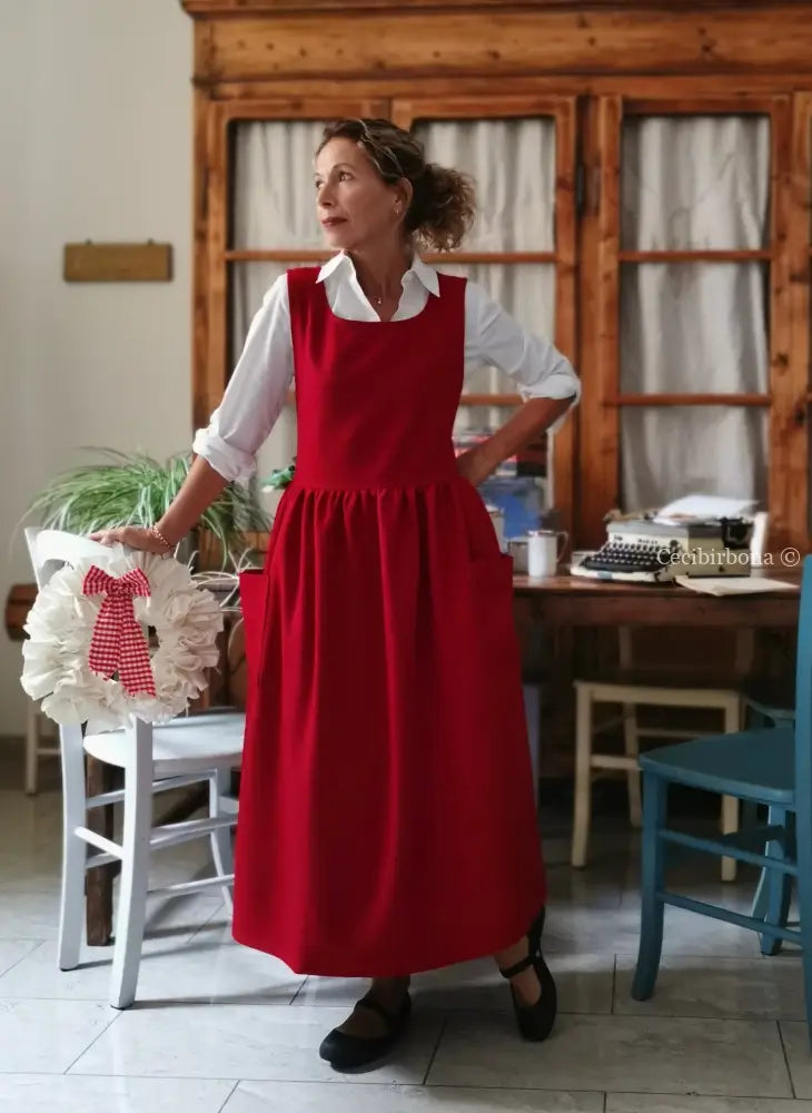 Grembiule in lana rossa (Ref. 447) grembiule donna tessuti moderni