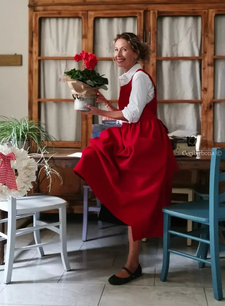 Grembiule in lana rossa (Ref. 447) grembiule donna tessuti moderni