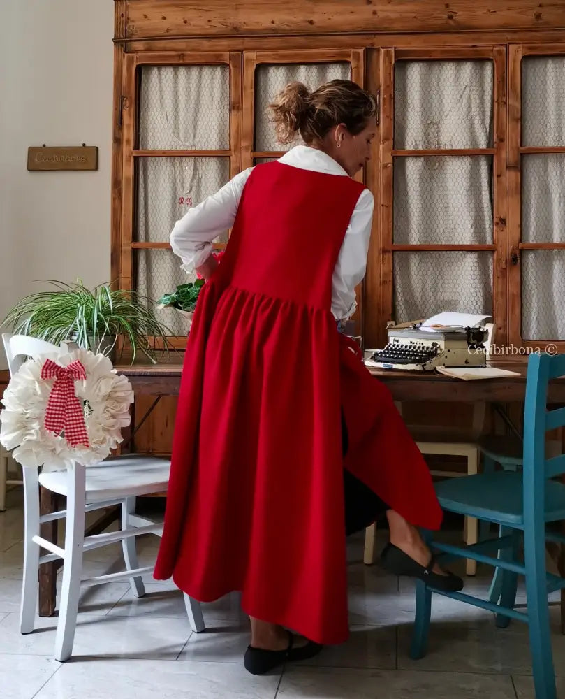 Grembiule in lana rossa (Ref. 447) grembiule donna tessuti moderni