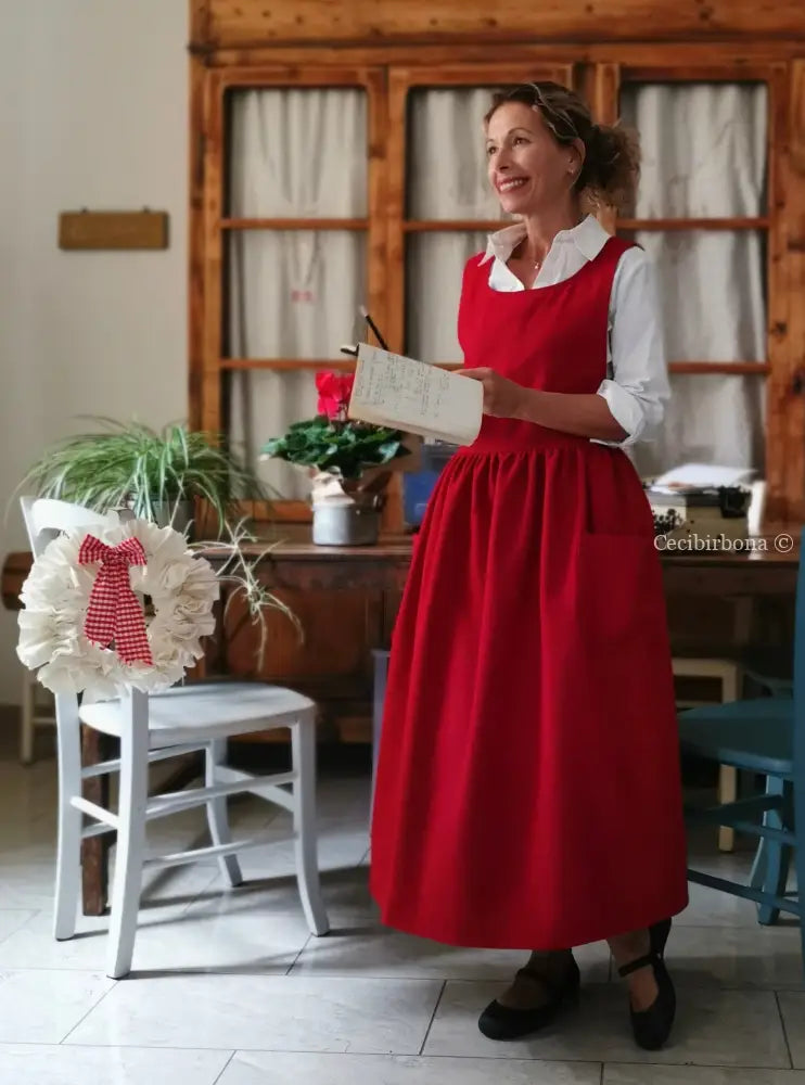 Grembiule in lana rossa (Ref. 447) grembiule donna tessuti moderni