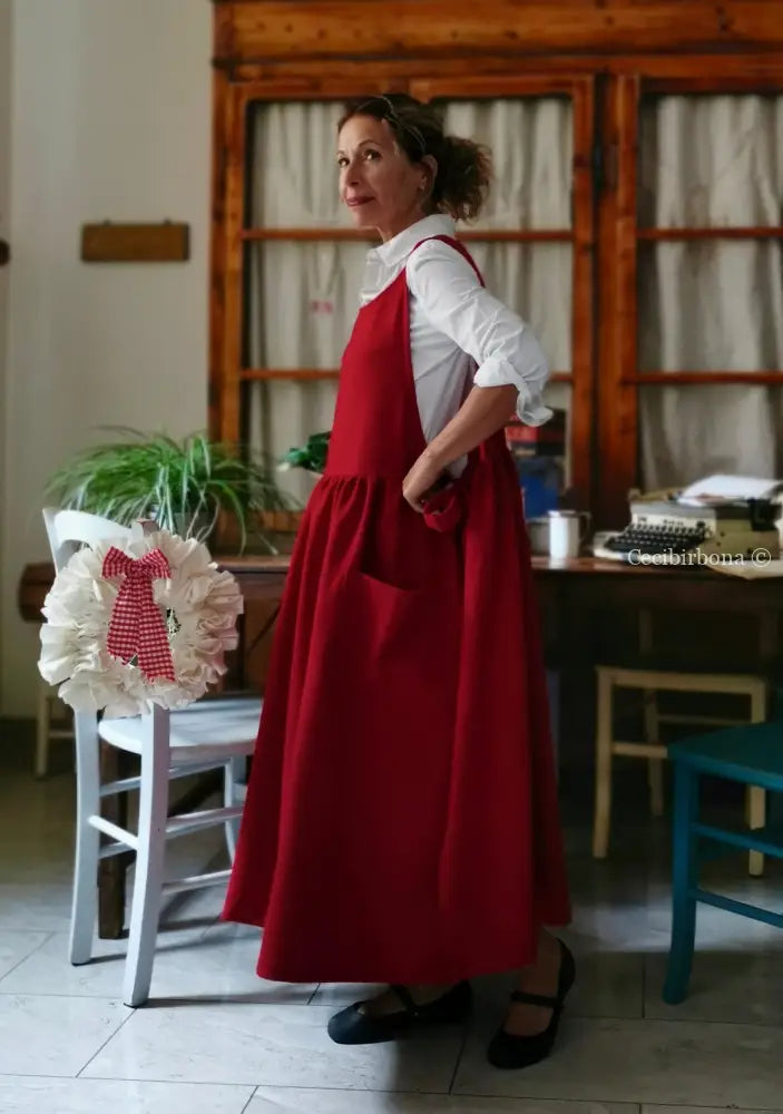 Grembiule in lana rossa (Ref. 447) grembiule donna tessuti moderni