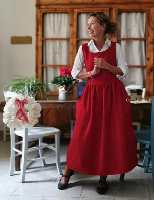 Grembiule in lana rossa (Ref. 447) grembiule donna tessuti moderni