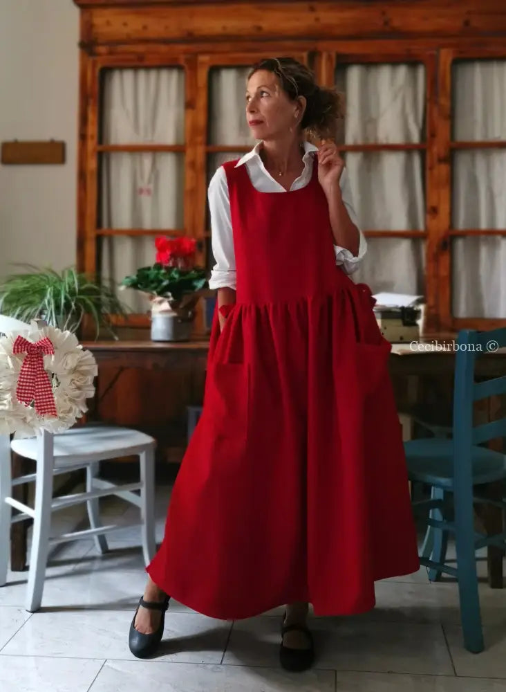 Grembiule in lana rossa (Ref. 447) grembiule donna tessuti moderni
