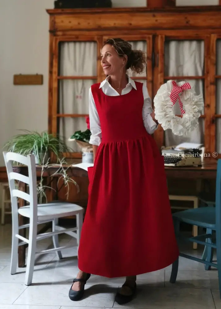 Grembiule in lana rossa (Ref. 447) grembiule donna tessuti moderni