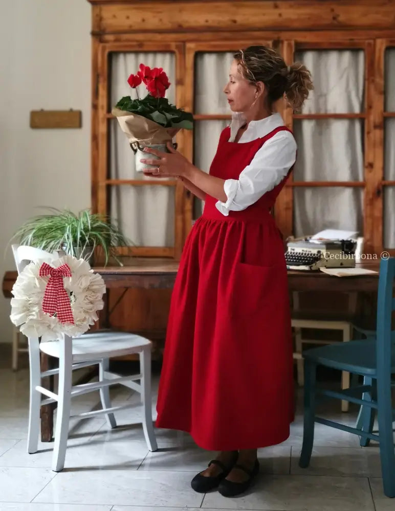 Grembiule in lana rossa (Ref. 447) grembiule donna tessuti moderni