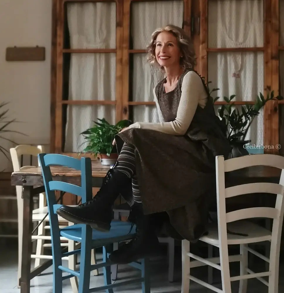 Grembiule in lana sale e pepe (Rif. 356) grembiule donna tessuti moderni