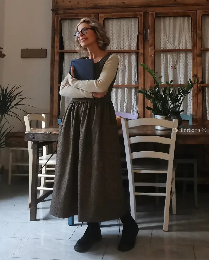 Grembiule in lana sale e pepe (Rif. 356) grembiule donna tessuti moderni