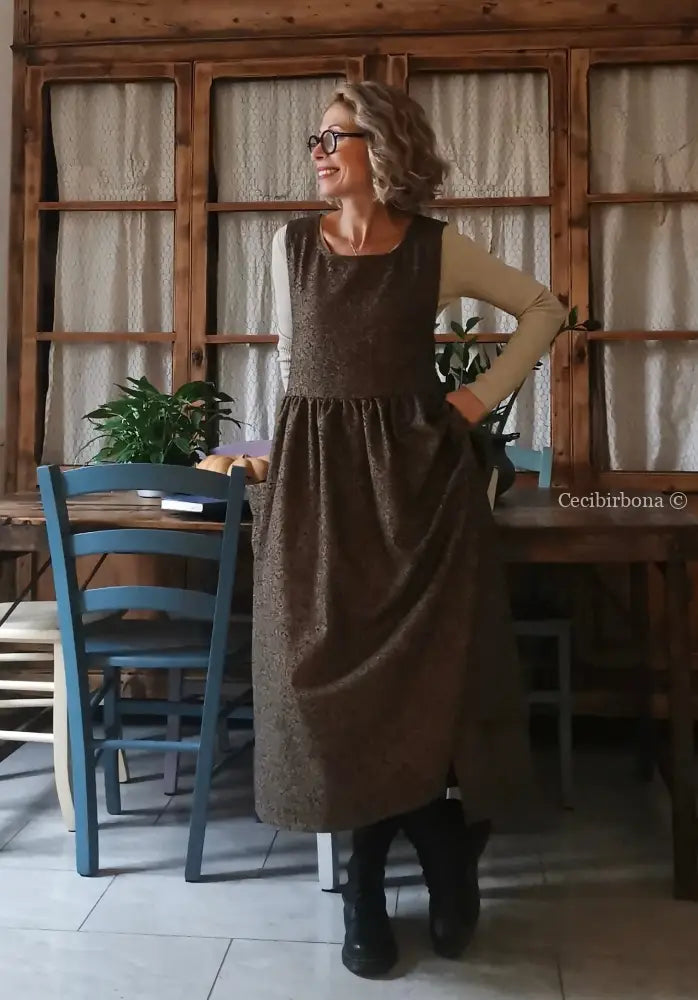 Grembiule in lana sale e pepe (Rif. 356) grembiule donna tessuti moderni