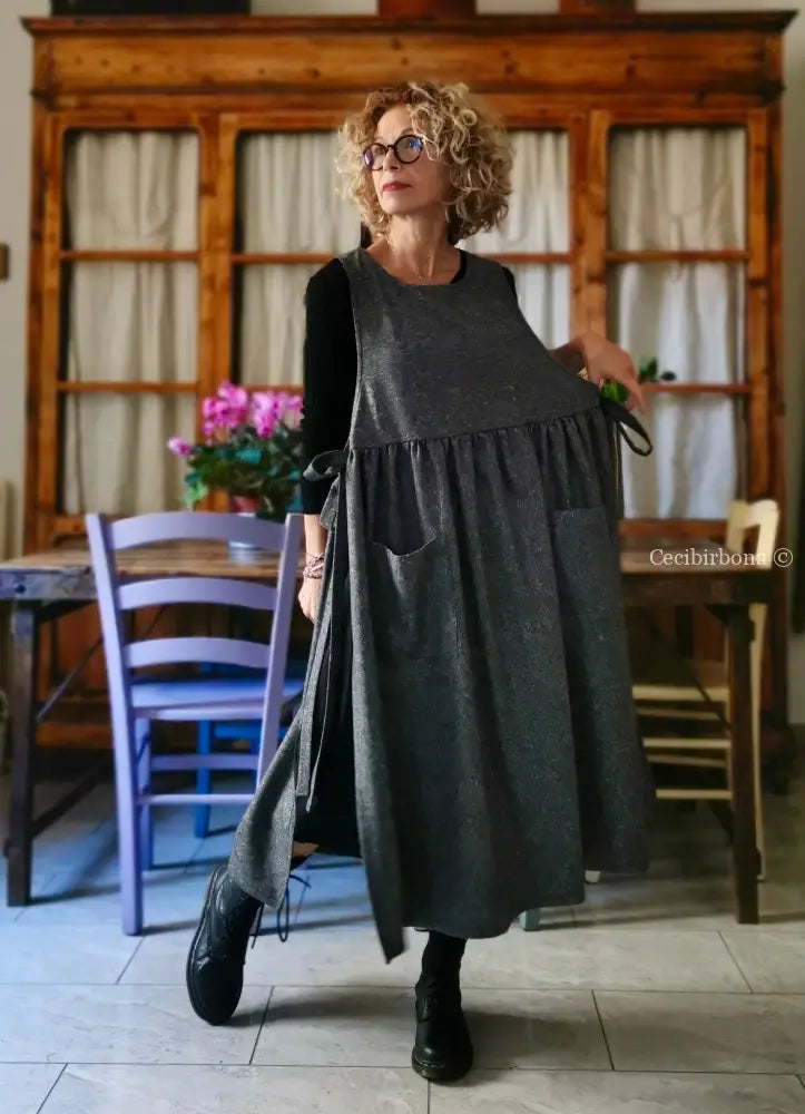 Grembiule in lana sale e pepe (Rif. 356) grembiule donna tessuti moderni