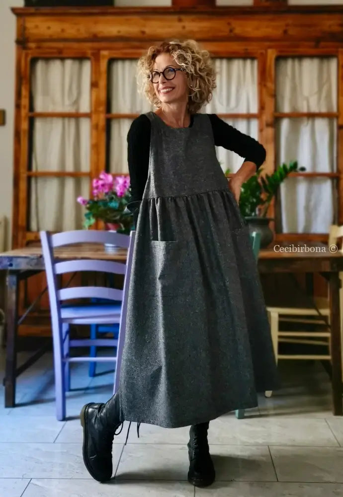 Grembiule in lana sale e pepe (Rif. 356) grembiule donna tessuti moderni
