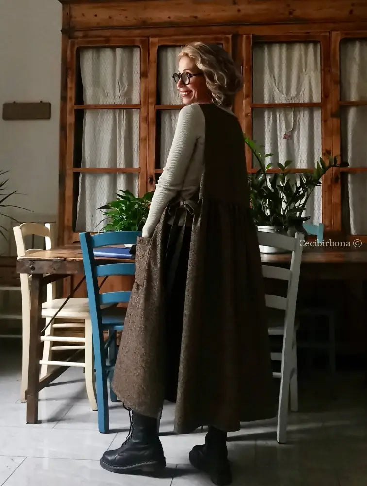 Grembiule in lana sale e pepe (Rif. 356) grembiule donna tessuti moderni