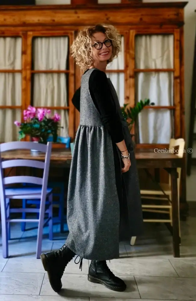 Grembiule in lana sale e pepe (Rif. 356) grembiule donna tessuti moderni