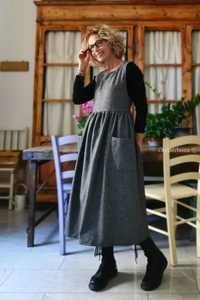 Grembiule in lana sale e pepe (Rif. 356) grembiule donna tessuti moderni