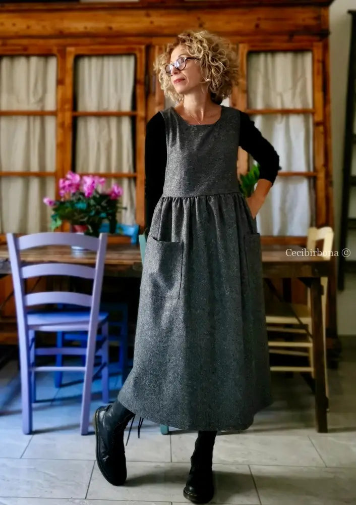 Grembiule in lana sale e pepe (Rif. 356) grembiule donna tessuti moderni