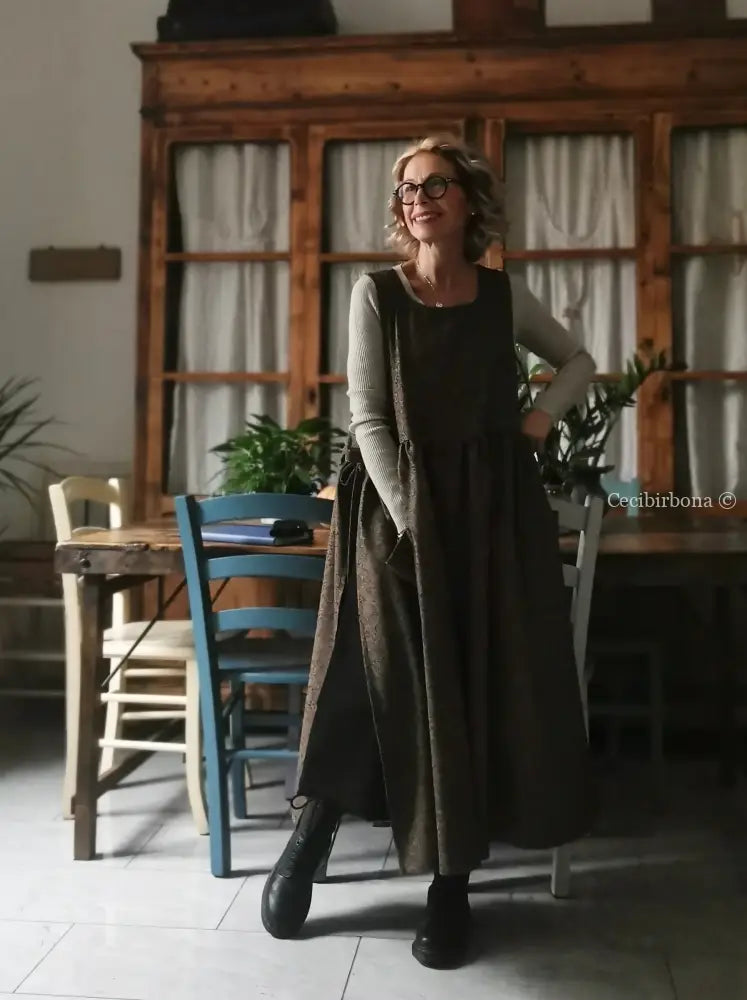 Grembiule in lana sale e pepe (Rif. 356) grembiule donna tessuti moderni