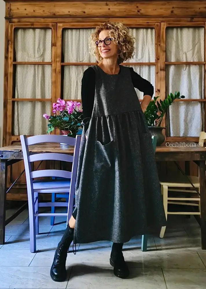 Grembiule in lana sale e pepe (Rif. 356) grembiule donna tessuti moderni