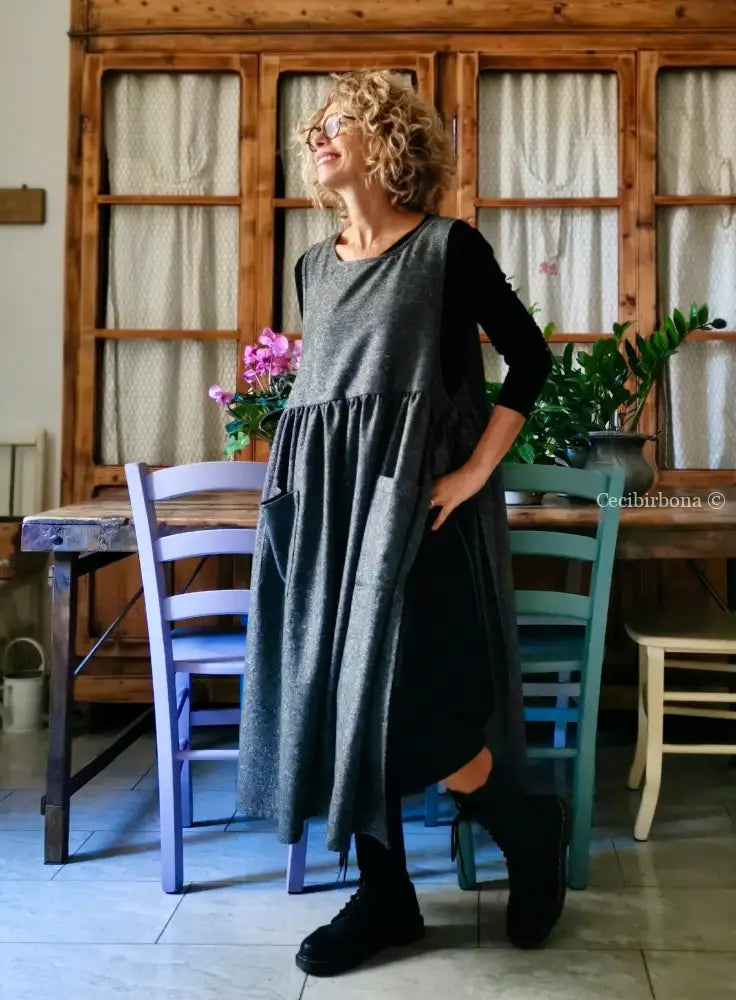 Grembiule in lana sale e pepe (Rif. 356) grembiule donna tessuti moderni