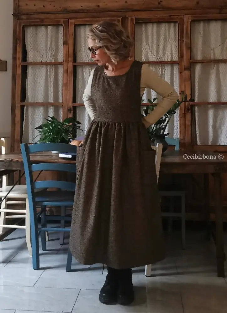 Grembiule in lana sale e pepe (Rif. 356) grembiule donna tessuti moderni