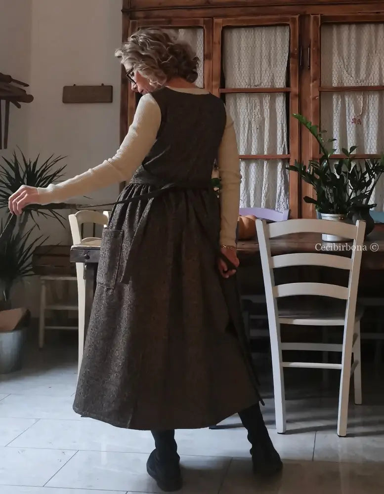 Grembiule in lana sale e pepe (Rif. 356) grembiule donna tessuti moderni