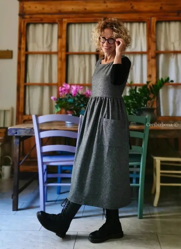 Grembiule in lana sale e pepe (Rif. 356) grembiule donna tessuti moderni