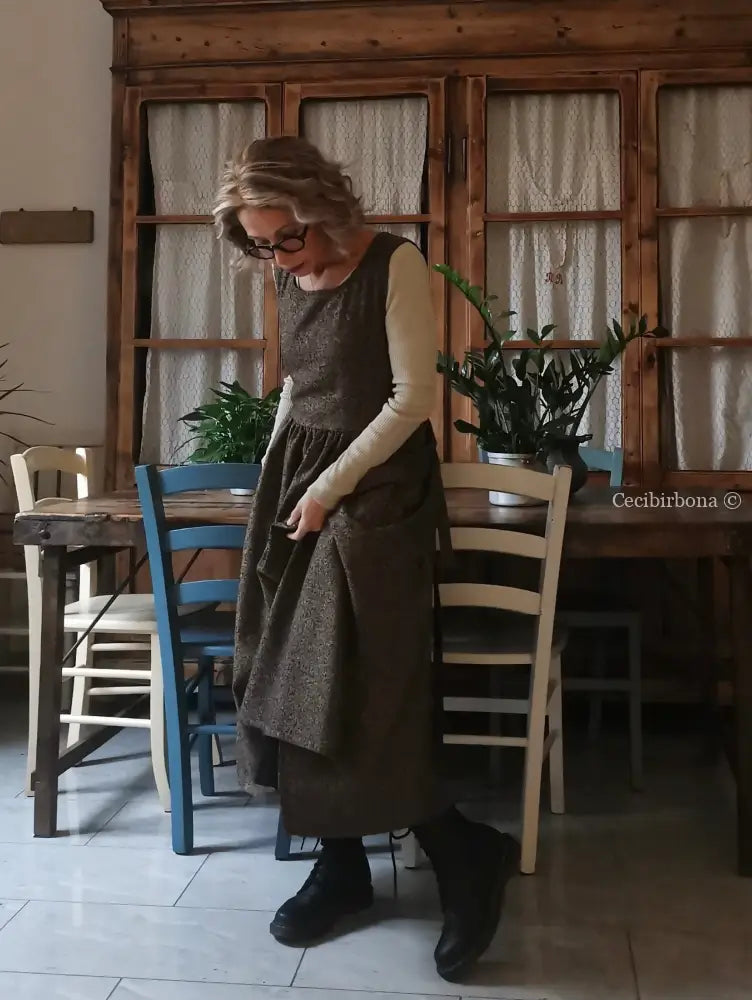 Grembiule in lana sale e pepe (Rif. 356) grembiule donna tessuti moderni