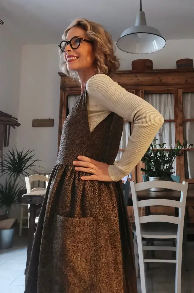 Grembiule in lana sale e pepe (Rif. 356) grembiule donna tessuti moderni