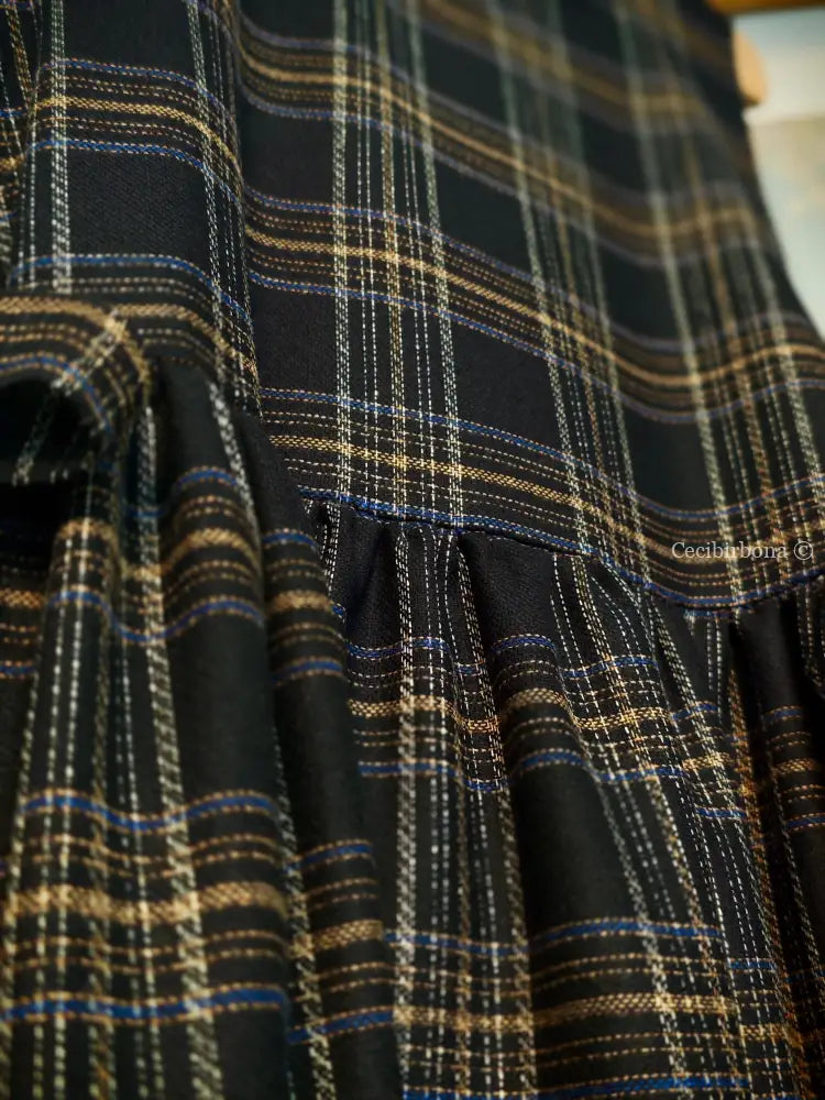 Grembiule in lana tartan nera (Ref. 368) grembiule donna tessuti moderni