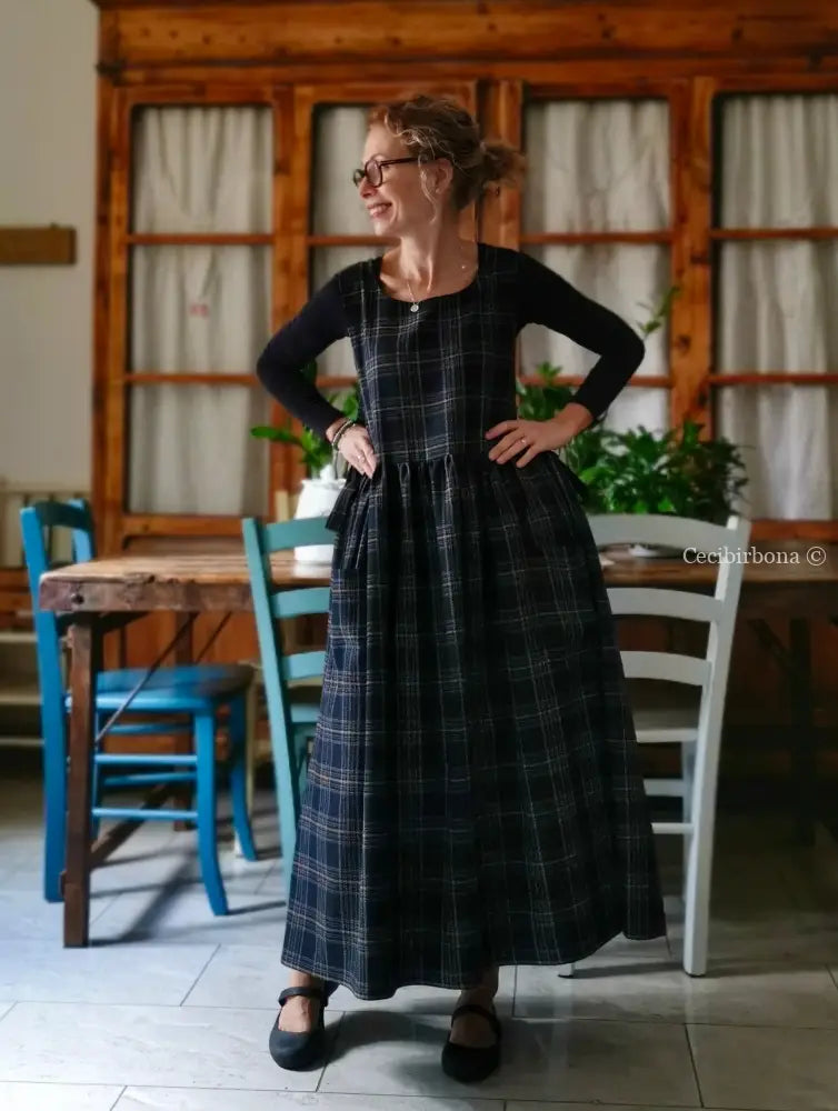 Grembiule in lana tartan nera (Ref. 368) grembiule donna tessuti moderni