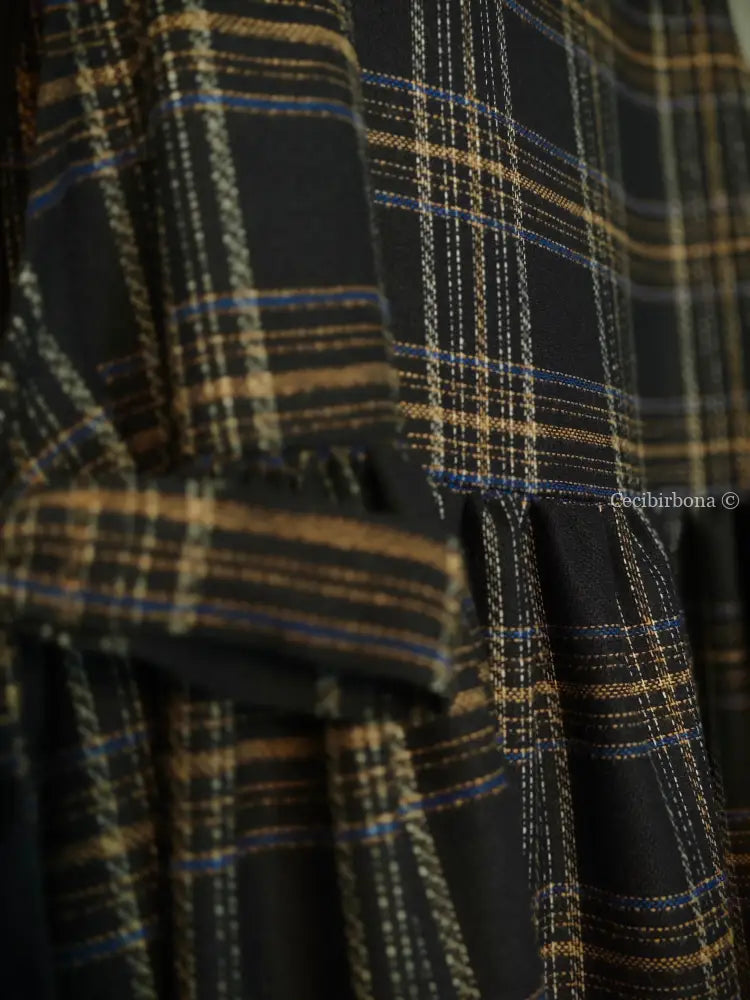 Grembiule in lana tartan nera (Ref. 368) grembiule donna tessuti moderni