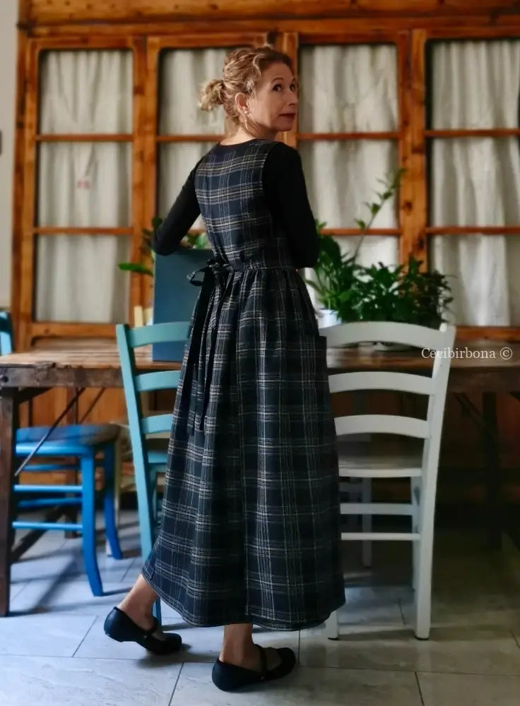 Grembiule in lana tartan nera (Ref. 368) grembiule donna tessuti moderni
